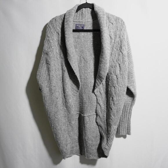 Abercrombie Womens Gray Cocoon Sweater Open Front Cardigan Long Cable Knit Y2K S - Picture 1 of 8